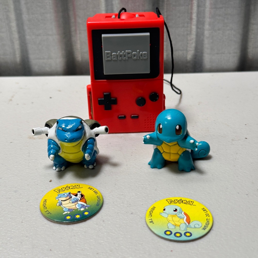 Tomy Pokemon Blastoise Squirtle PVC Figs Discs BattPoke 1998 Battle Blaster
